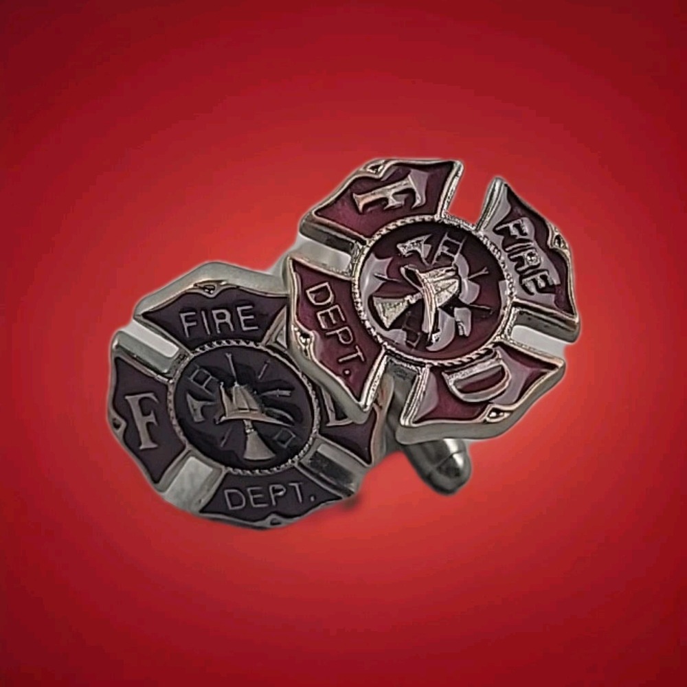 FD Fire Department Silver And‎ Copper Cufflinks
